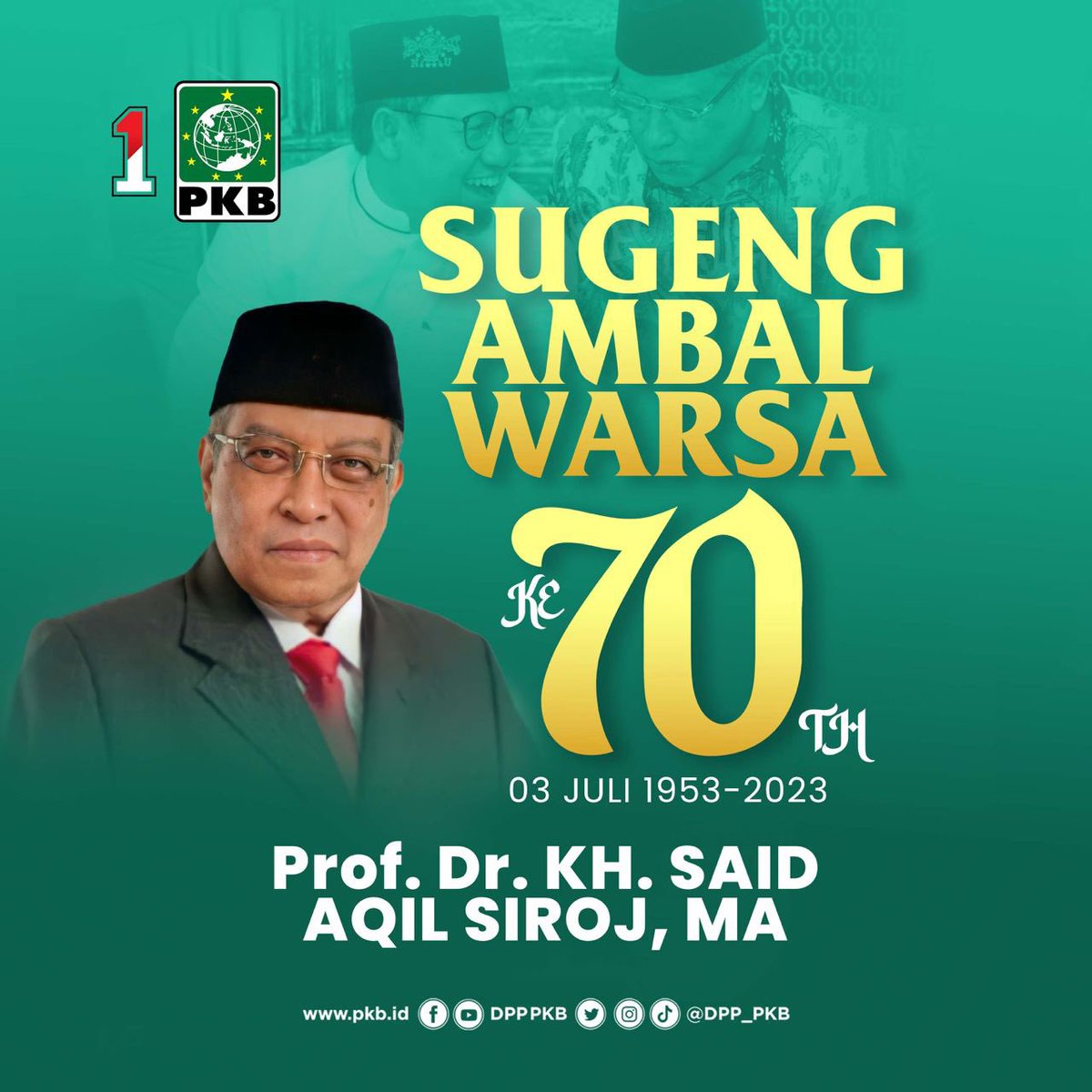 Sugeng ambal warso Kyai Said Aqil Siradj.. Berkah panjang umur dan selalu dilimpahkan nikmat kesehatan.. Amiin.