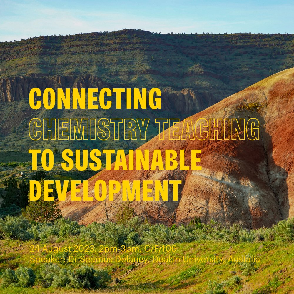 🌍Join us for an inspiring event: Connecting Chemistry Teaching to Sustainable Development-oriented Critical Challenges through Systems Thinking! 🌱 <a href="/ChemistryatYork/">Chemistry at York</a> 

📅24 August
🕑2-3pm
📍 C/F/106 
🎙️ Dr. Seamus Delaney, Deakin University, Australia

bit.ly/3rc3mpU