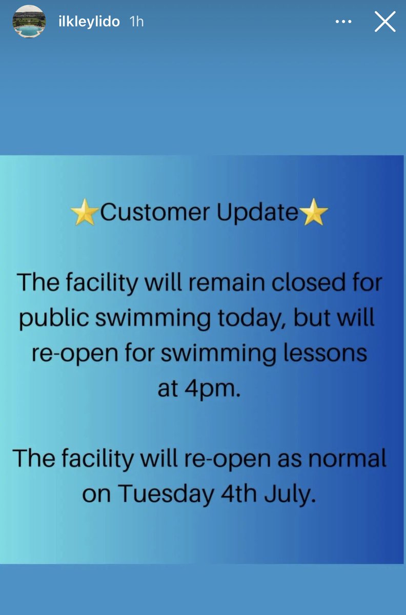 See below from the Lido on reopening 4th July