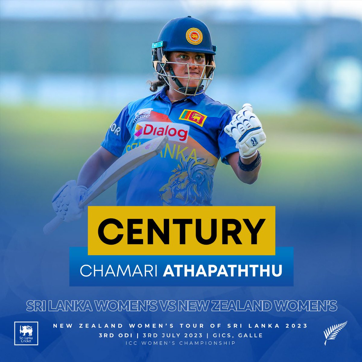 Chamari Athapaththu celebrates her 8th ODI century! 🎉🏏 Second one in this tournament. 🌟 

#LionessRoar #SLvNZ