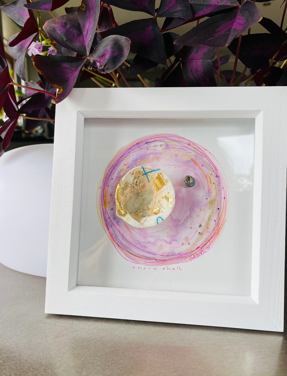 Excited to share the latest addition to my #etsy shop a pink frothy exploration of the seashore: Shore Shells etsy.me/43aLzN2 #pink #gold #framed #entryway #coastaltropical #landscapescenery #abstract #paper #nautical