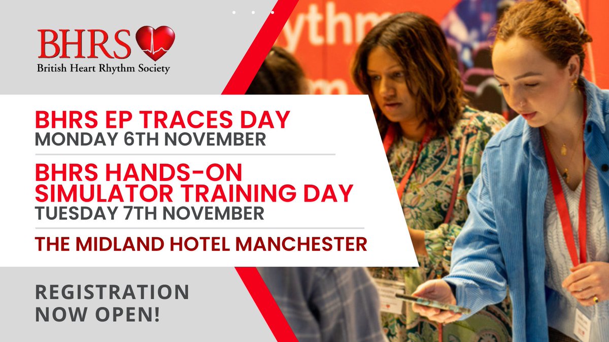 Have you heard? The <a href="/BHRSociety/">BHRS</a>'s EP Traces Day and Hands-On Simulator Days are now open for registration! 

Join both or just one day this November at the Midland Hotel in Manchester. 

Read all about it below⬇️ bit.ly/44qbh1a