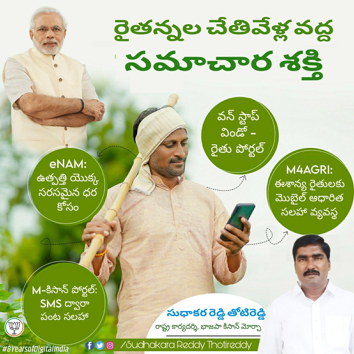 sudhakarareddyt's tweet photo. అన్నదాతలకు త్వరిత సమాచారం అందించడం @narendramodi గారి ప్రభుత్వ సంకల్పం...
#8YearsOfDigitalIndia
@BJP4Andhra https://t.co/nrVyQ4VyVT