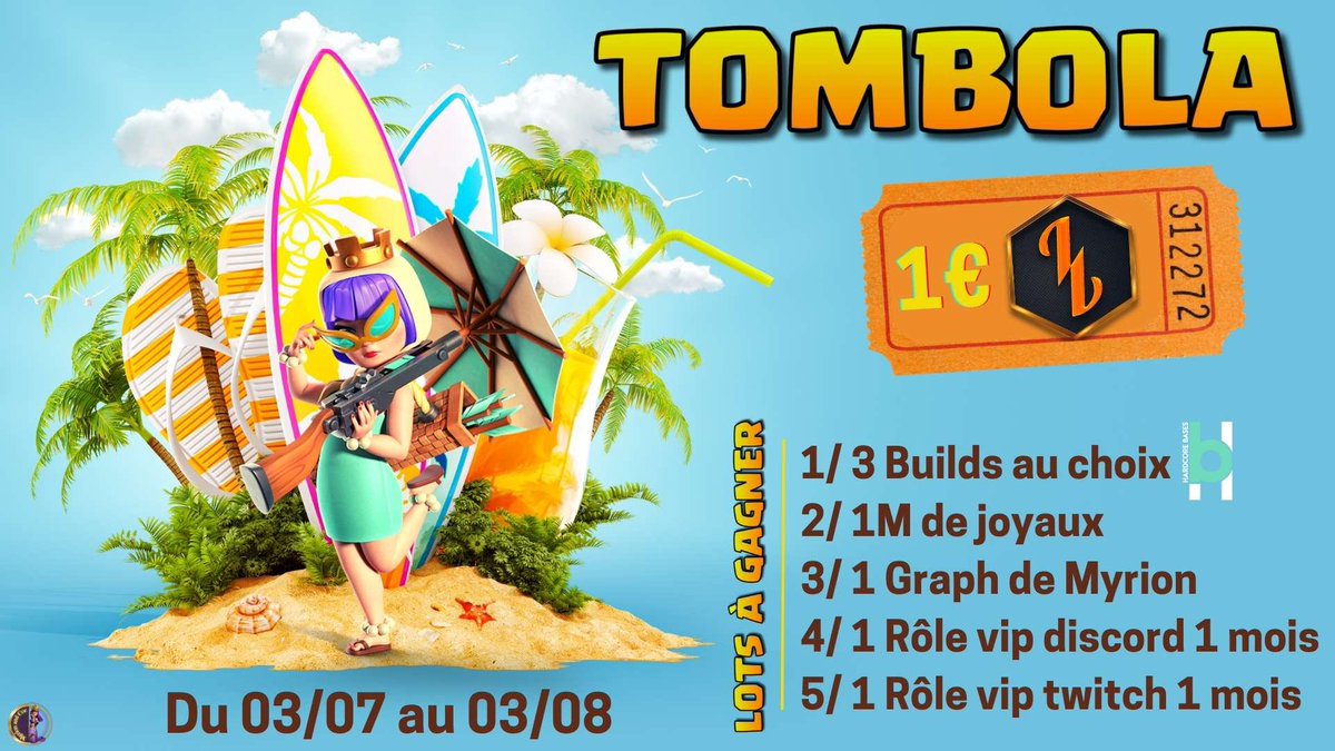 🎉LANCEMENT TOMBOLA 🎉

L’objectif est de récolter de l’argent pour un futur tournoi ⚔️

1€ le ticket 🎟️ (via paypal)

Vous pouvez en prendre autant que vous le voulez 🤗

Merci <a href="/hardcorebases/">hardcorebases</a> &amp; @Myrion_and_Coc 🎁

Ticket ↬ discord.gg/lexgo 

RT &amp; FAV ❤️