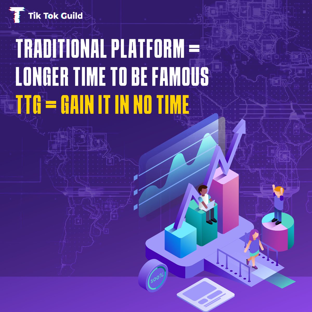 TiktokGuild_'s tweet photo. Tired of the slow fan accumulation on traditional internet platforms? 

With #TTG, you can cut the time by half. Fast-track your way to fame! 🌟

#TTG #TTT #TikTok #Watch2Earn #Create2Earn #web3 #blockchain https://t.co/nv6ZAyccjy