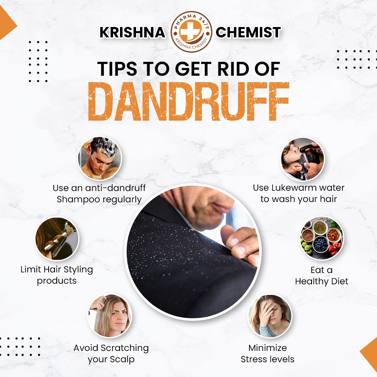 🌿 Say Goodbye to Dandruff! 🌿

Struggling with dandruff? Krishna Chemist, your trusted partner in wellness, is here to help you banish those pesky flakes once and for all! 😊💆‍♀️💯

#DandruffFreeHair #KrishnaChemist #HealthyScalp #QualityHairCare #SayGoodbyeToFlakes #ExpertAdvice