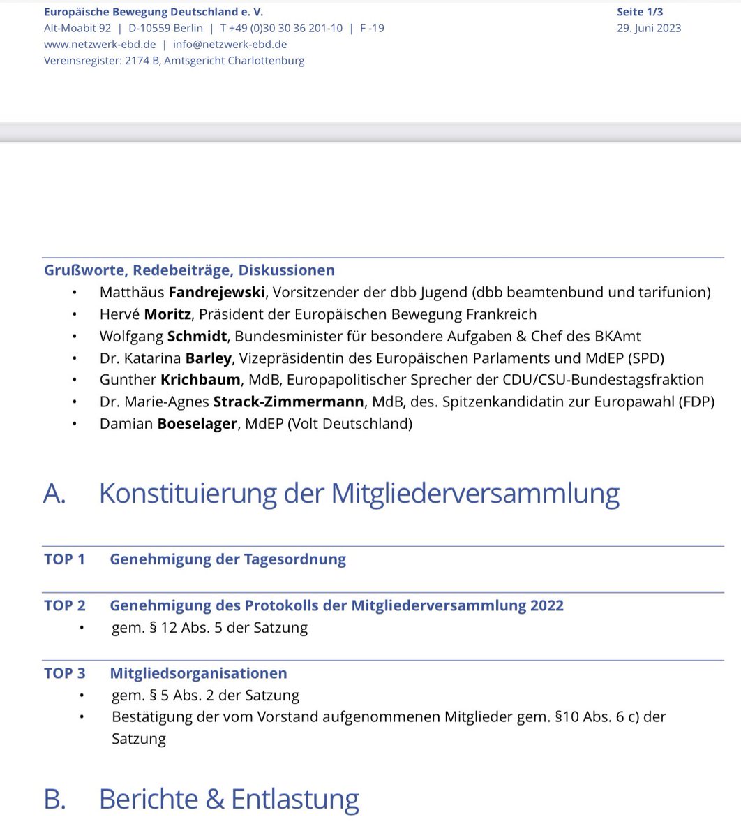 Vorfreude auf die diesjährige Mitgliederversammlung der <a href="/NetzwerkEBD/">Europäische Bewegung</a> ! In Zeiten in denen unserer Demokratie und unser größtes Friedensprojekt in Gefahr sind - müssen wir Stärke für ein freies Europa zeigen! In der #EBD kämpfen wir jeden Tag dafür! Auf gehts!