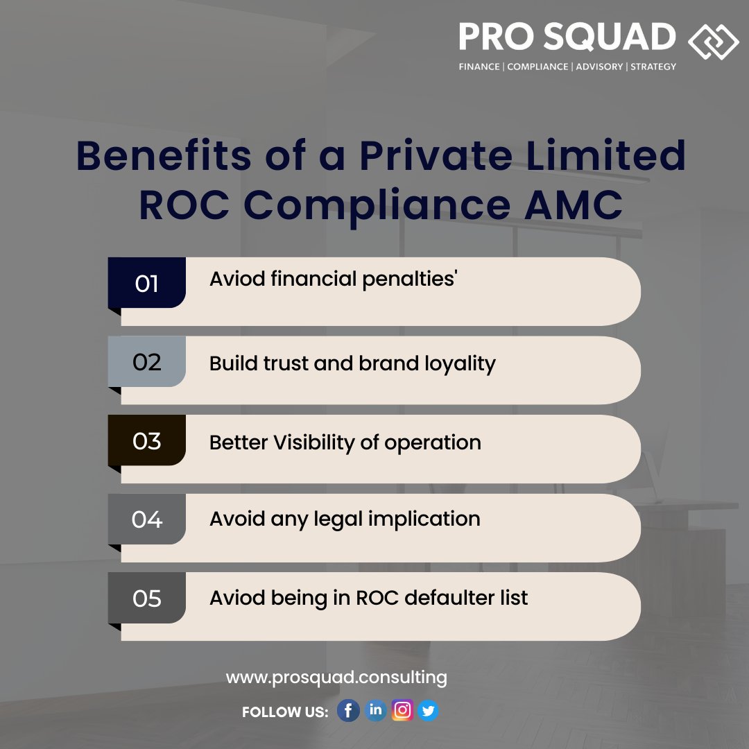 The ROC filing is essential without reference to the company's sales whether it is zero or in large numbers. Hence, annual compliances for private limited companies are mandatory for a reputed company.
#privatelimitedcompanys  #startups #roccompliance  #prosquadconsulting