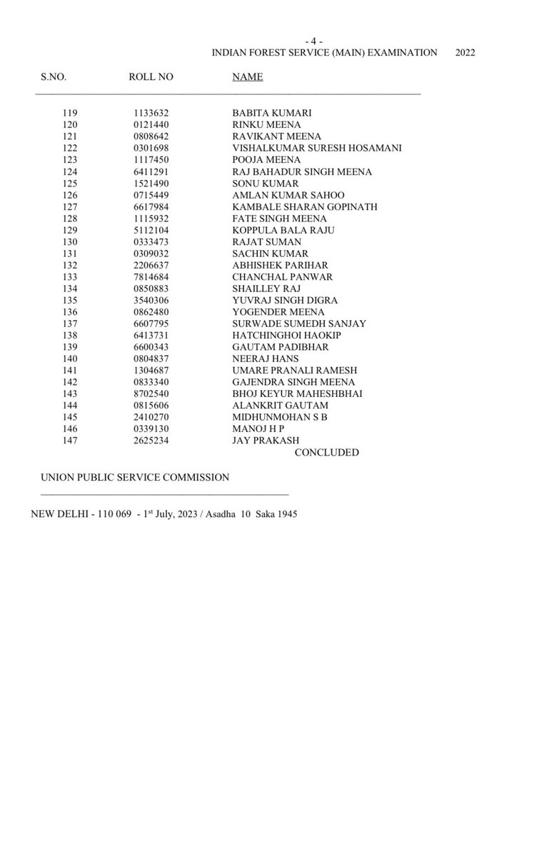 BureaucratsInd's tweet photo. #BI_Update

Indian Forest Service Examination 2022 Results

A total of 147 candidates have been recommended for appointment under different categories. 

#ExamResults #CivilServices #ForestServices

@CentralIfs @DoPTGoI https://t.co/DMcNCCjX0h