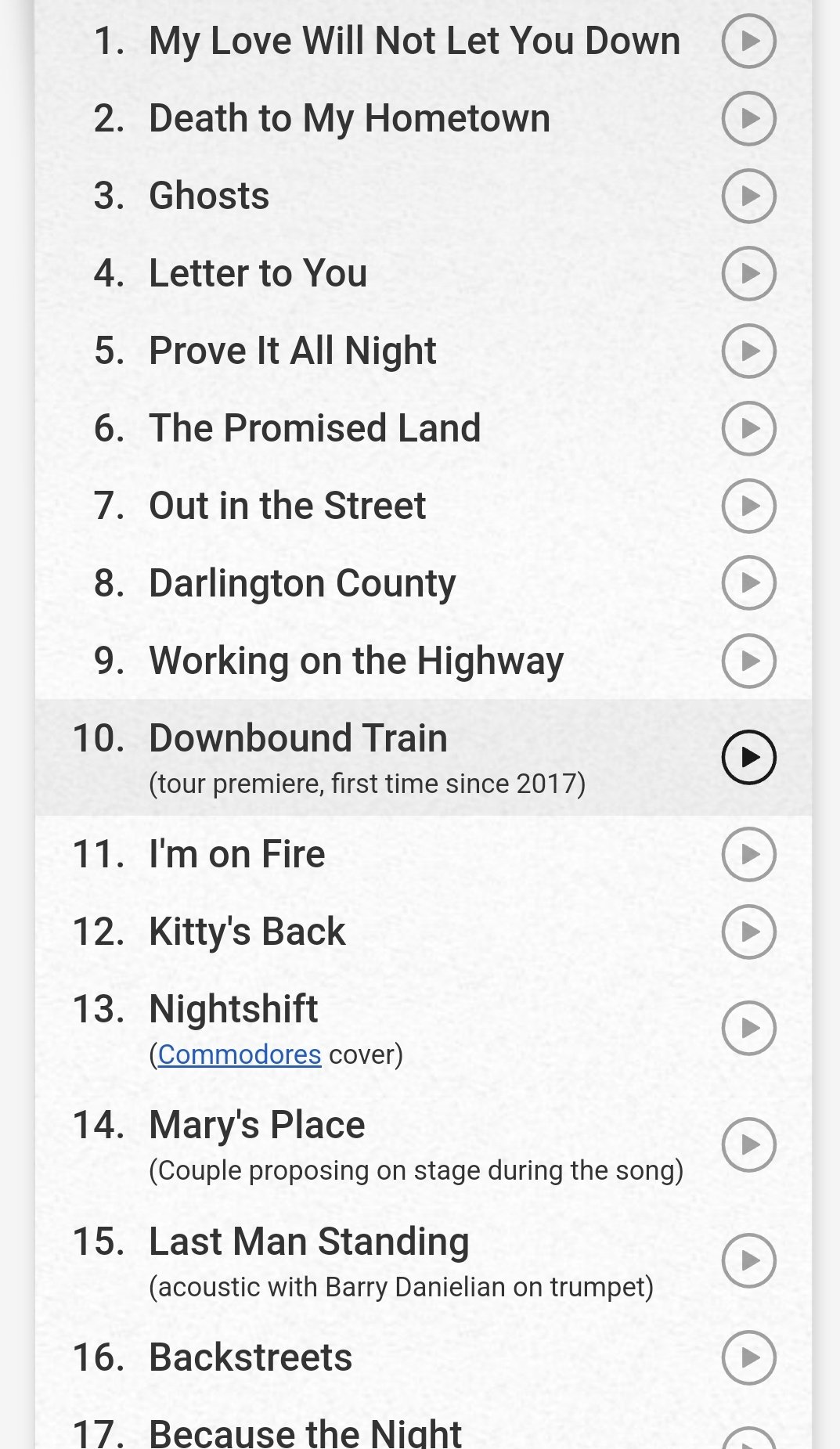 Bruce Springsteen's Tour News on Twitter "The setlist from the show in