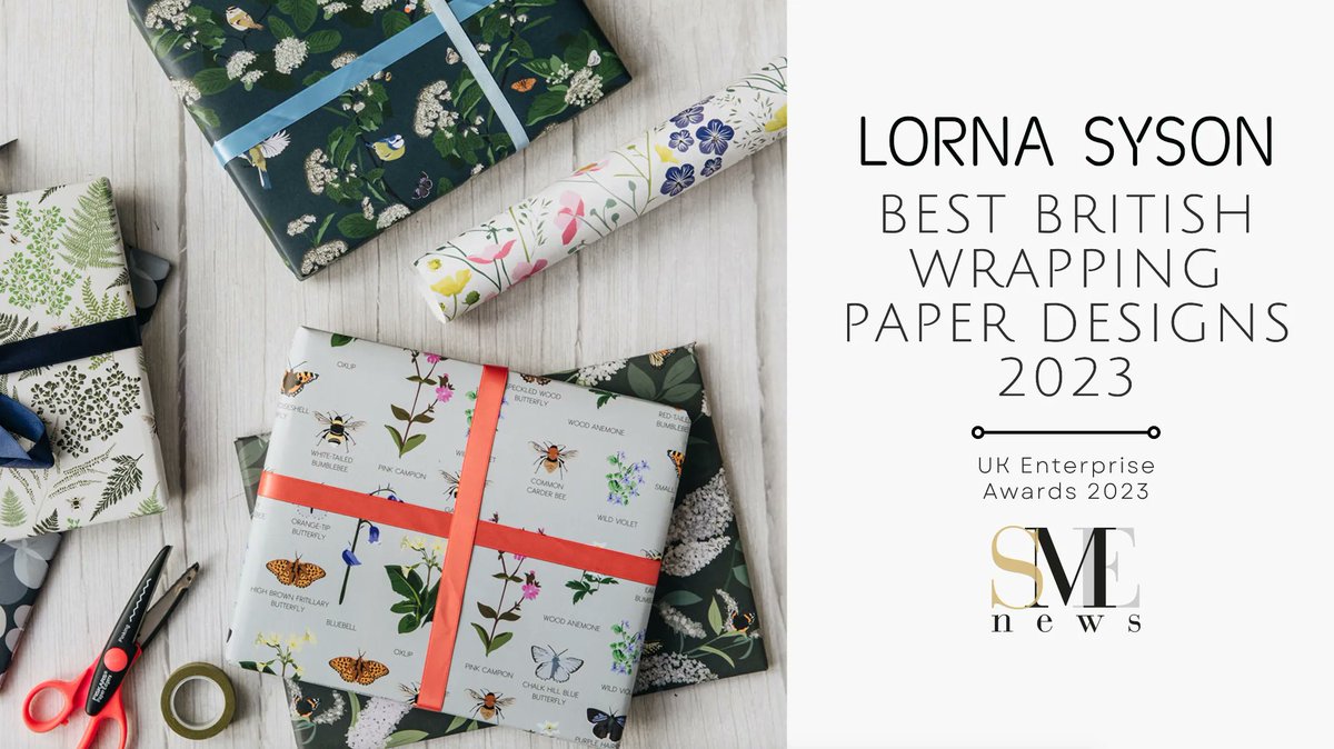 🏆 Celebrating a Proud Achievement: Best British Wrapping Paper Designs 2023! 🎉
I am thrilled and honoured  to announce that Lorna Syson has been awarded the prestigious title of Best British Wrapping Paper Designs 2023 by SME News UK Enterprise Awards! 🇬🇧