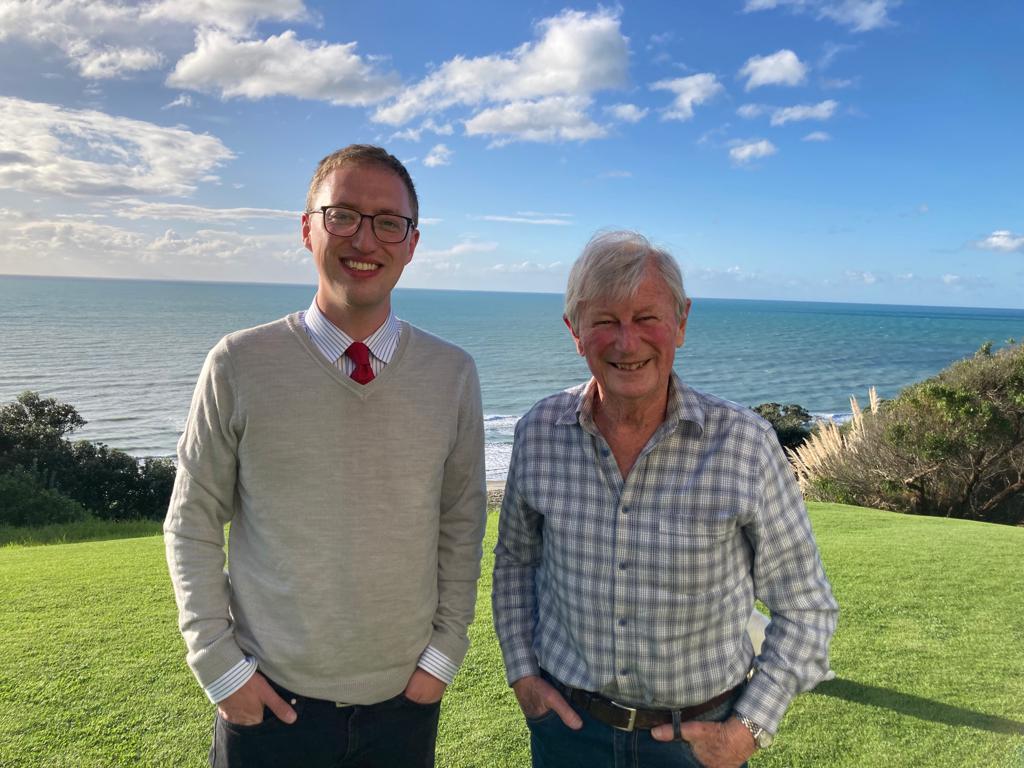 richardmarcj's tweet photo. An absolute highlight of my time in New Zealand has been meeting Bryan Gould. He is a man of principle -- someone I greatly admire and respect. 

Had Gould been elected UK Labour leader in 1992, I believe he would have become a transformative, socialist prime minister https://t.co/kPdyf92bjG