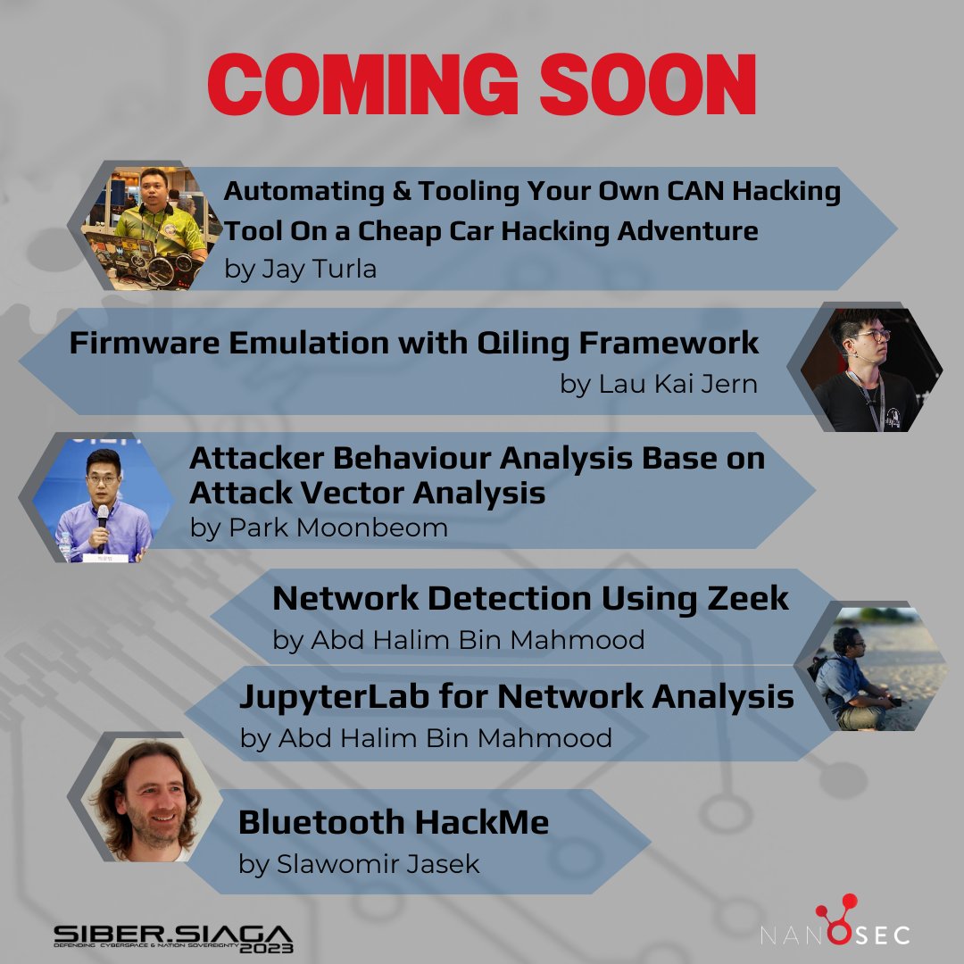 nanosec_asia's tweet photo. 【Important Alert】Coming Soon to KL!!

Siber Siaga &amp; CyberDSA Lab:
📅 Date: August 15th to 17th, 2023
📍 Venue: Kuala Lumpur City Centre

👉 Register for training and lab here: https://t.co/GIef8fG7rd 
#sibersiaga23 #cyberDSA23 #infosecurity #cybersecurity #training https://t.co/iDMlvtnXhI