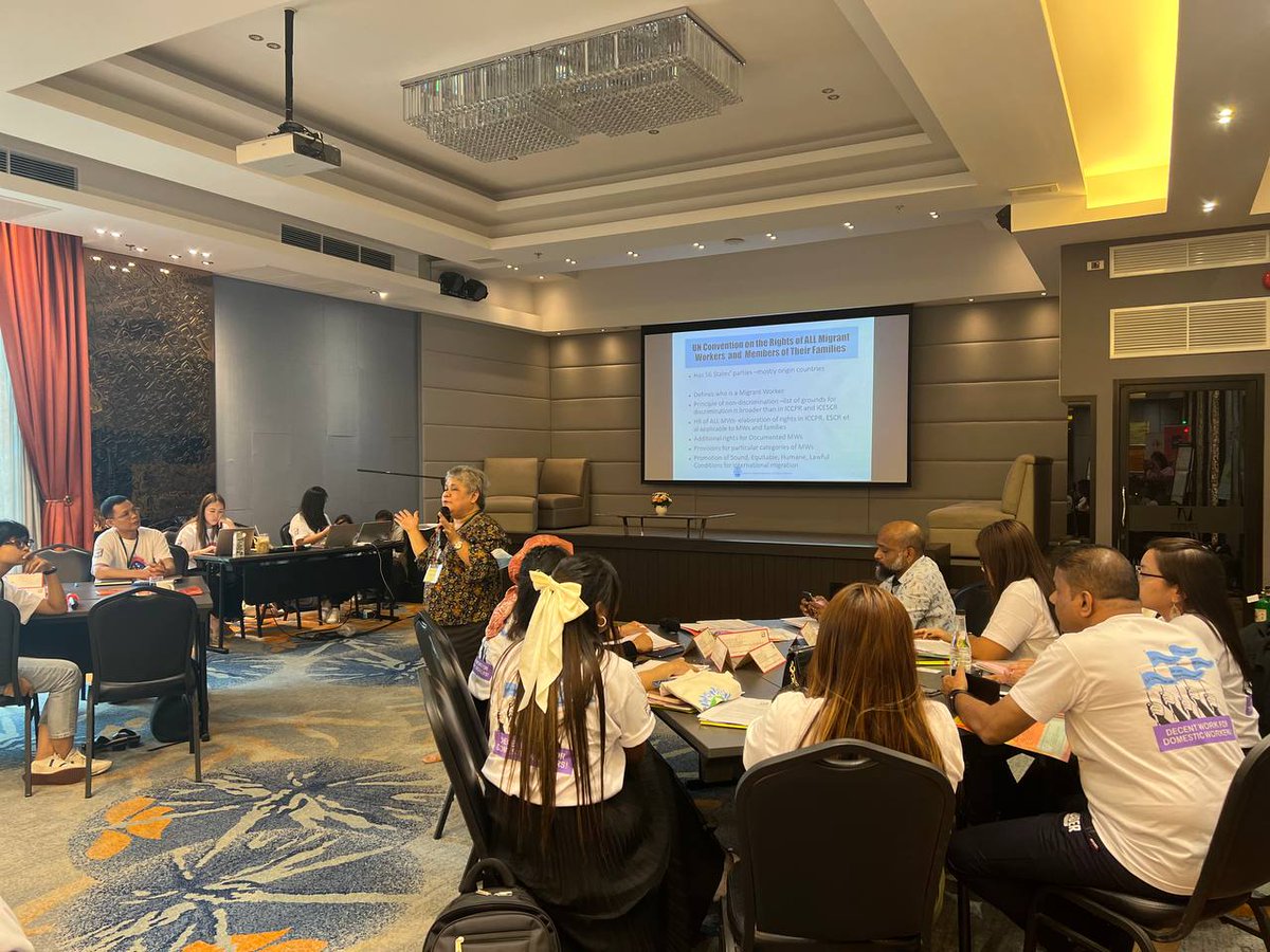 mfasia_'s tweet photo. We’re only getting started – the afternoon kicks off with a session on the Migrant Workers Convention &amp; International Labor Standards. Ellene Sana, Executive Director of CMA facilitates the learning session.
#MigrantsVoicesMFA 
#MigrantsVoicesMFA_Day1 https://t.co/GuB95RBoA6