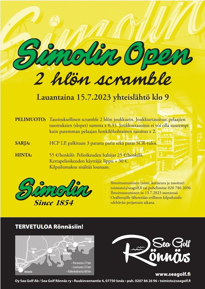 Simolin Open, 2 pelaajan Scramble lauantaina 15.7.2023.
