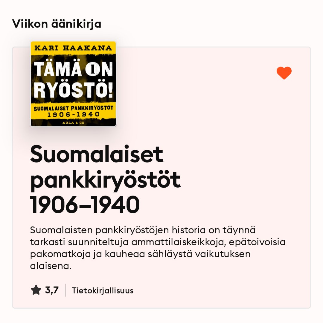 Tämä on ryöstö -äänikirjan ensimmäinen osa on <a href="/storytel_fi/">Storytel Suomi</a> n Viikon äänikirja. #tämäonryöstö