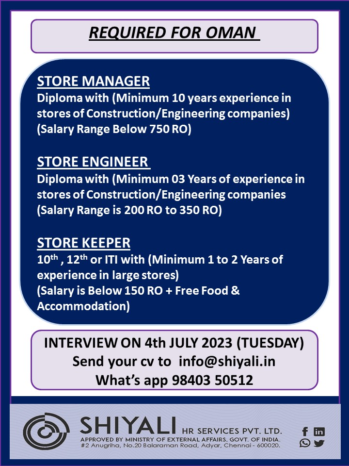 HR_SHIYALI's tweet photo. #shiyali #gulf #job #oman #store_manager #store_engineer #store_keeper #construction #companies https://t.co/BaBqLT055G