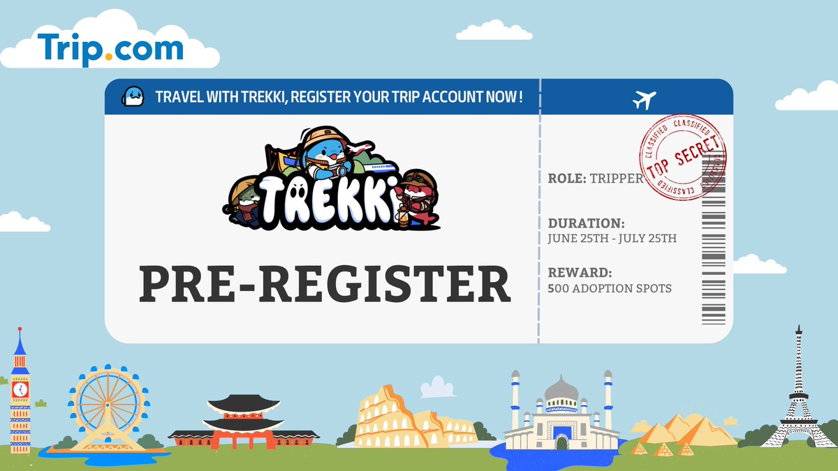 Trekki Adoption Round 2 is now LIVE! Join the fun! 1️⃣Register/Sign In your trip.com account with link: trip.com/t/trekki ​ 2️⃣Verify your Tripper role on Discord in the #tripcom-verify channel 3️⃣Join heymint.xyz/register-tripc… 4️⃣Congratulations! You…