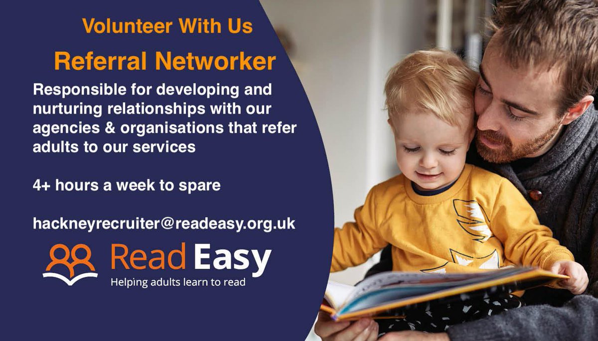 ReadEasyHackney's tweet photo. We have volunteering opportunities!

⁃Referral Networker 

Please get in touch if this sounds like something you are interested in 📚💛

Find out more about how we support adults who want to learn to read #ReadEasy #volunteer #Literacy #hackney #makeadifference https://t.co/OQ1q8kaFJc
