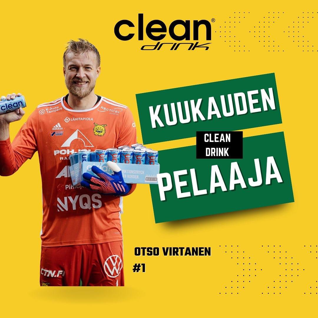 ilvesfootball's tweet photo. Kesäkuun Clean Drink -pelaajaksi valittiin liimanäppi Otso Virtanen!💥

#Ilves #Veikkausliiga #CleanDrink https://t.co/ZGmb5HpZcr