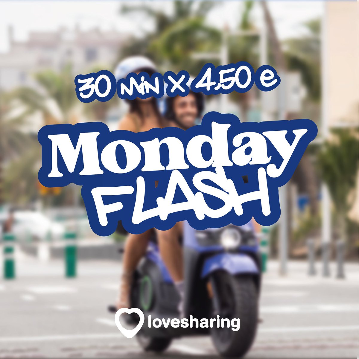 ¡ESTE LUNES RECORRE MÁS POR MENOS! 
 
Hoy te traemos una emocionante noticia para que empieces bien la semana,  disfruta de nuestro Monday Flash por tiempo limitado. 

Consigue 30 minutos de alquiler de nuestras motos eléctricas por solo 4,5€ 🛵

#BornToShare