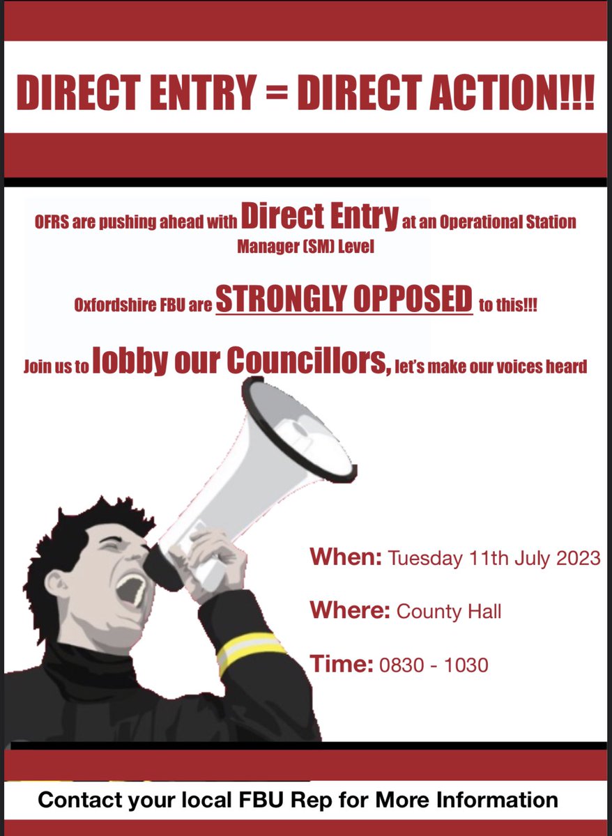 Oxfordshire_FBU's tweet image. Our members will be heard.

We will continue to challenge this, our members want their say.

#DirectEntry #DirectActio