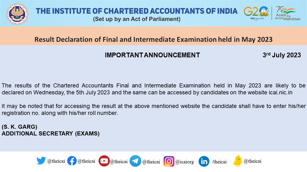 Institute of Chartered Accountants of India ICAI on Twitter Chartered Accountant Result
