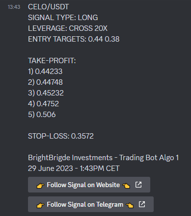 BrightBridgeINV's tweet photo. Time to maximize your profit! Another full target trade

Our crypto trading bot is designed to give you the edge in the crypto market.

Join our Discord to see proof of our successful trades. #CryptoTrading #TradingBot #BrightBridgeInvestments

https://t.co/B4AEjwCp7B https://t.co/zweWpxK05y