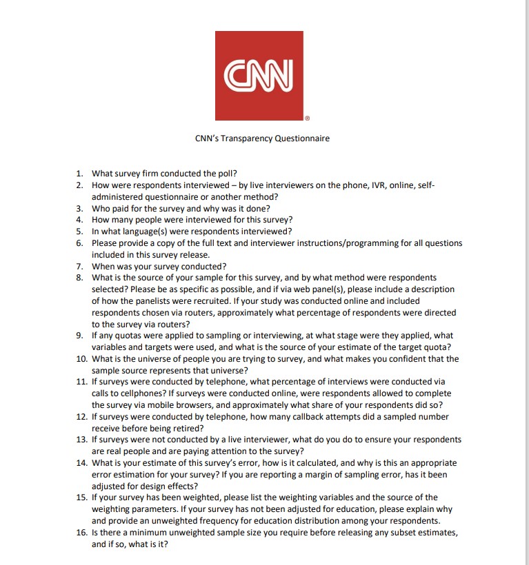 uk_Samples's tweet photo. CNN's transparency questionnaire for polling standards

https://t.co/MubBifHsdZ https://t.co/ourULGB3nV