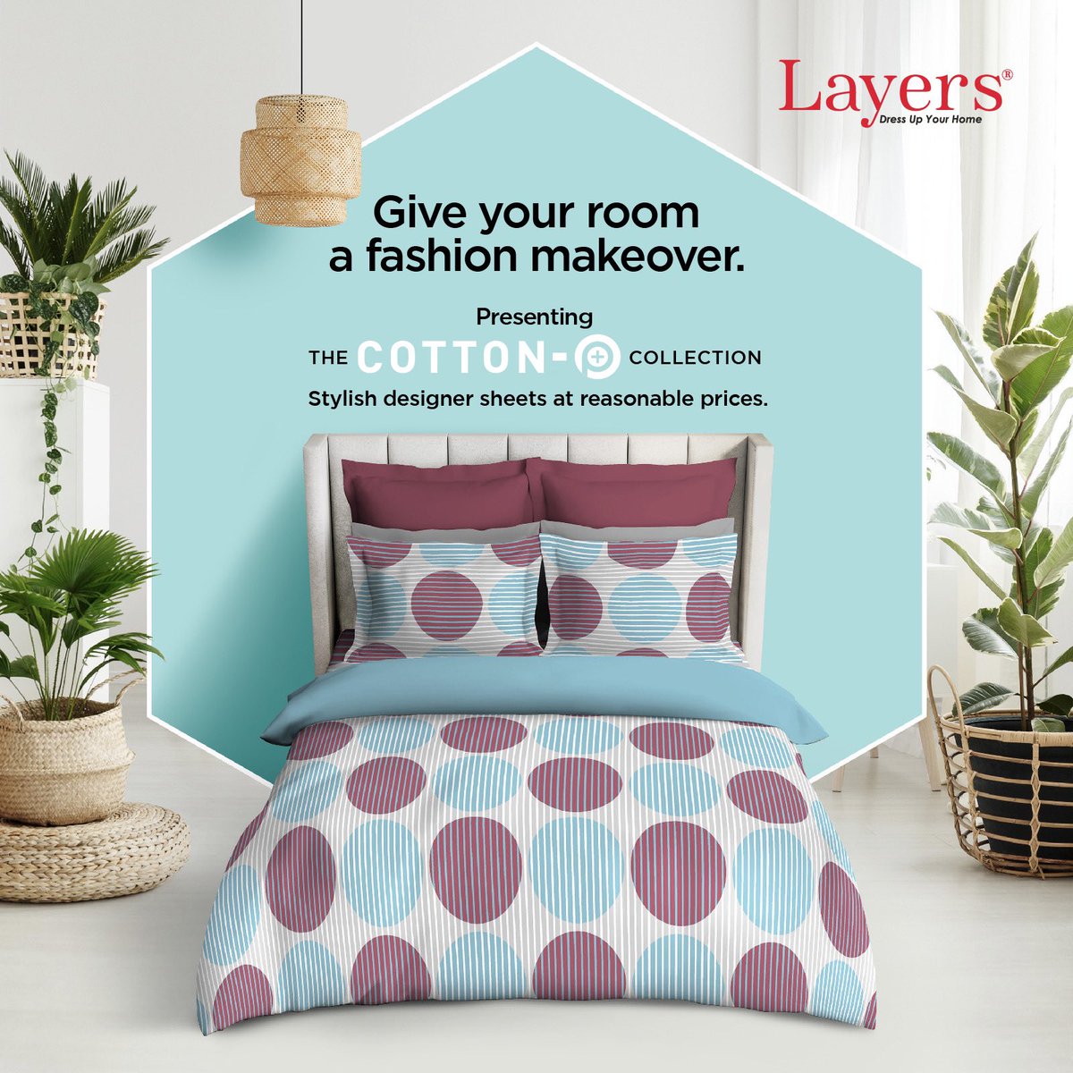 LayersIndia's tweet photo. Give your room a new sense of style, and comfort too, with the stunning new range of bedsheets from the Cotton Plus Collection. 
#NewLaunch #Cotton+ #SuperSoft #Durable #DesignerLook #EasyCareSheets  #AffordableSheets #Bedsheets #Dohars #Pillows #Towels #Layers #dressupyourhome https://t.co/q9gkNQnXUa