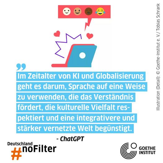 AI、グローバル化、ソーシャルメディア：言語の使用はどう変わるのか？AIコラムの最終回では、ChatGPTが大きなテーマを改めて取り上げ、言語の未来について予見します。コラムは #DeutschlandNoFilter で読んでみてください！👇
(ドイツ語）
goethe.de/prj/ger/de/ihr…
(英語）
goethe.de/prj/ger/en/ihr…
