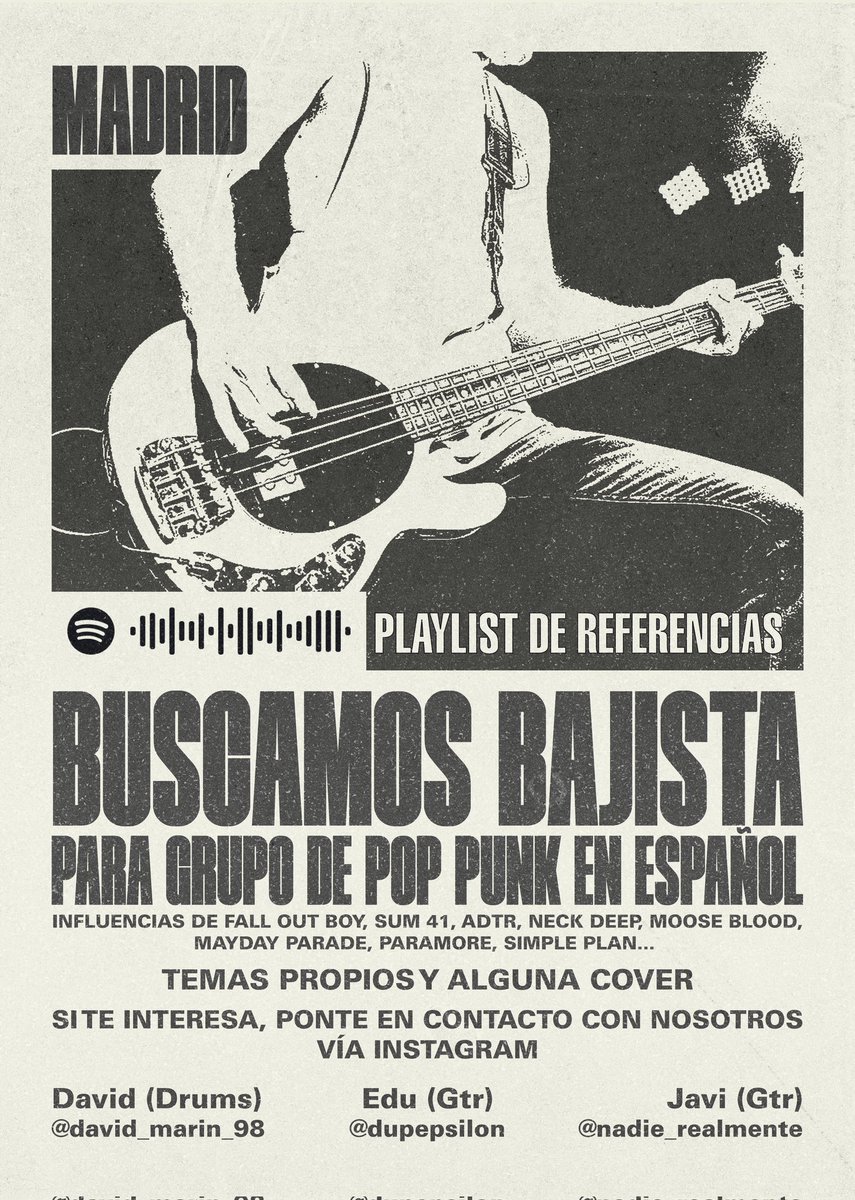 EduoBaixista's tweet photo. GENTE!!! VOLVEMOS A LA CARGA

ESTAMOS BUSCANDO BAJISTA PARA UN GRUPO DE POP PUNK

APROVECHEN ESTA OPORTUNIDAD!!! https://t.co/WpHrLAF1zD