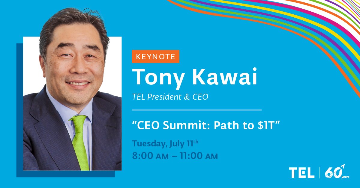 Do you know how to get to $1T? Find out how by joining TEL's President and CEO, Tony Kawai, Keynote at #SEMICONWest 2023! There, he will share insights on industry growth and the roadmap to reach the impressive $1T milestone in semiconductor manufacturing. #TechnologyEnablingLife…