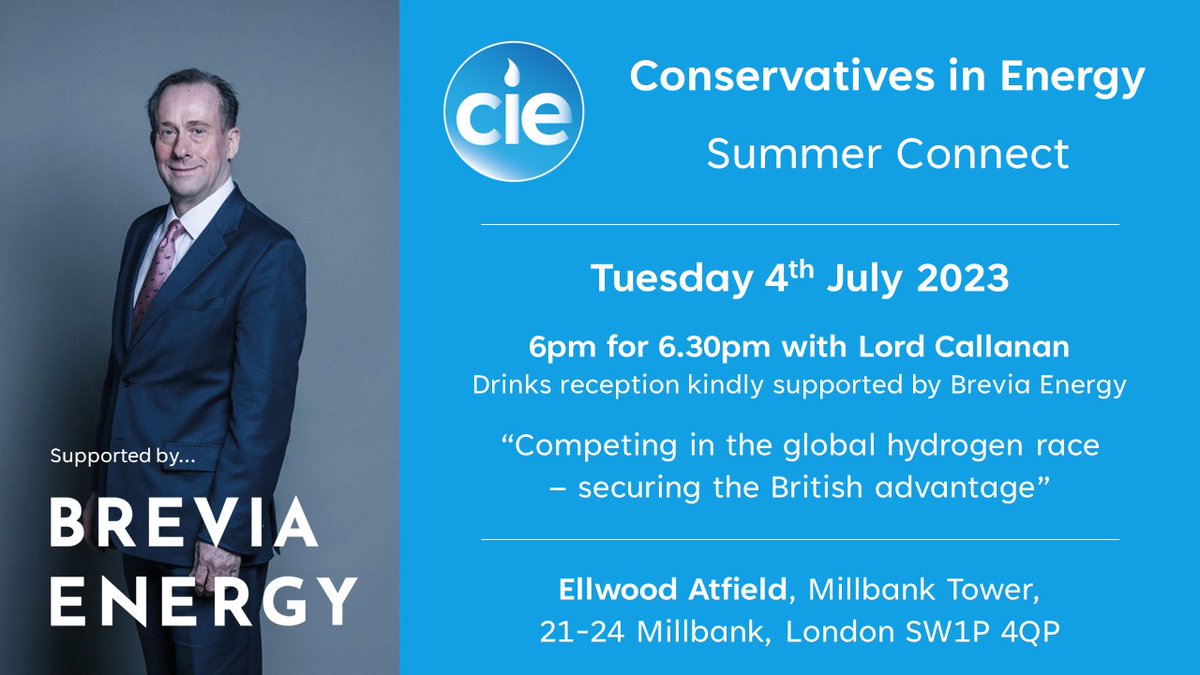 We are thrilled to share that Lord <a href="/MartinCallanan/">Martin Callanan</a> will be our guest speaker at tomorrow's Conservatives in Energy Summer Connect with <a href="/BreviaEnergy/">Brevia Energy</a>.

We have a few remaining places which can be booked by clicking below. Registration closes at 5pm today. eventbrite.com/e/conservative…