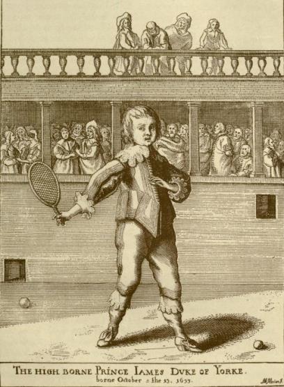 Ready for #Wimbledon! Here's an image from 1641 of the young Duke of York (future James II) playing #tennis, reprinted in 
