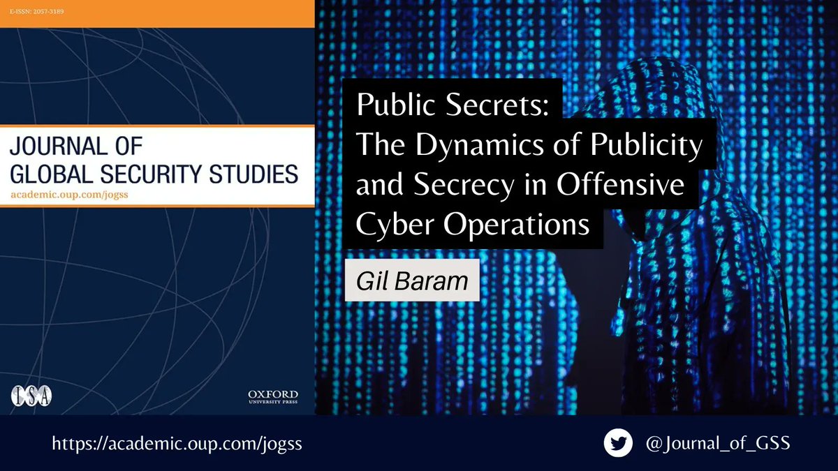 In this new research innovation, <a href="/Gil_Baram/">Gil Baram</a> explores the strategies used by parties on both sides when publicly acknowledging involvement in Offensive Cyber Operations 👇 

🔗 doi.org/10.1093/jogss/…