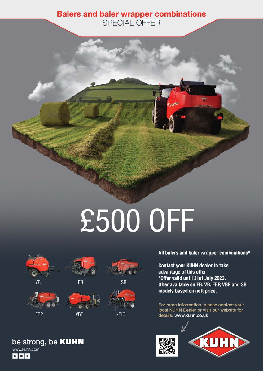 bandbtractors's tweet image. £500 off !! When you buy a Kuhn Baler or Kuhn Baler Wrapper Combination 😍

Now if that sounds just up your street, get in touch with us today to secure the baler of your dreams 😎
#bandbtractors #kuhn #500off