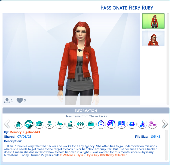 Inamacsims4's tweet photo. Sul Sul! I would like to nominate the following fantastic creations for a #maxisfav Red Passion by #cannelle1212 my chall entery! By #anaiah08
Passionate Fiery Ruby by #MemoryBugaboo143 Ruby by #Midy Thank you for your consideration, Dag Dag x https://t.co/TWYEq99Ax2