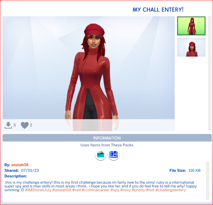 Inamacsims4's tweet photo. Sul Sul! I would like to nominate the following fantastic creations for a #maxisfav Red Passion by #cannelle1212 my chall entery! By #anaiah08
Passionate Fiery Ruby by #MemoryBugaboo143 Ruby by #Midy Thank you for your consideration, Dag Dag x https://t.co/TWYEq99Ax2