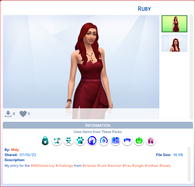 Inamacsims4's tweet photo. Sul Sul! I would like to nominate the following fantastic creations for a #maxisfav Red Passion by #cannelle1212 my chall entery! By #anaiah08
Passionate Fiery Ruby by #MemoryBugaboo143 Ruby by #Midy Thank you for your consideration, Dag Dag x https://t.co/TWYEq99Ax2