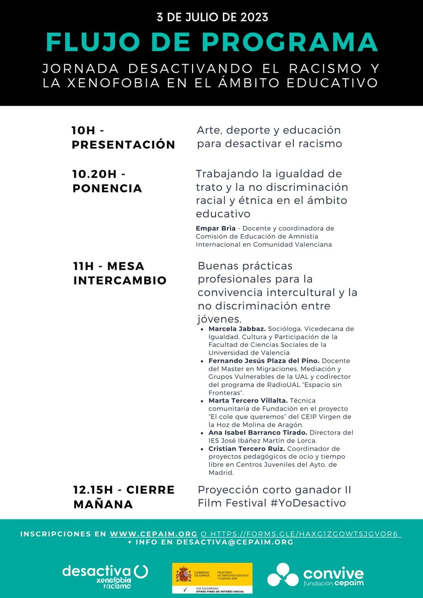 desactivaodio's tweet photo. 📢 ¡Arranca nuestra JORNADA DESACTIVANDO EL DISCURSO DE ODIO EN EL ÁMBITO EDUCATIVO!

🗣️ Durante la mañana, nos acompañarán profesionales de la intervención con jóvenes para darnos claves sobre el trabajo en materia de no discriminación racial y étnica

¡Síguelo en este 🧵! https://t.co/XPgSFUhCOb
