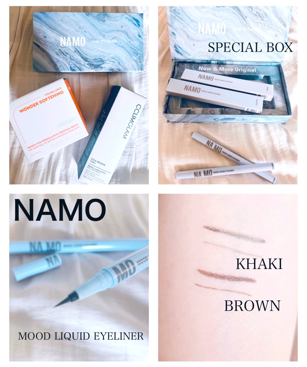 mamaron826's tweet photo. 𓂃 𓈒𑁍
#NAMOCOSMETICS
▷ナモスペシャルボックス(2色SET)
弾力がある筆で太線も細線も
描きやすいアイライナー🤍ˊ˗
カーキーはおしゃれな抜け感で
ブラウンはしっかりした目元に
なりました𓈒𓏸
滲まないのも嬉しい ⑅*。
続⇩#コスメ超メガ割 #PR https://t.co/D0OJn2v09p