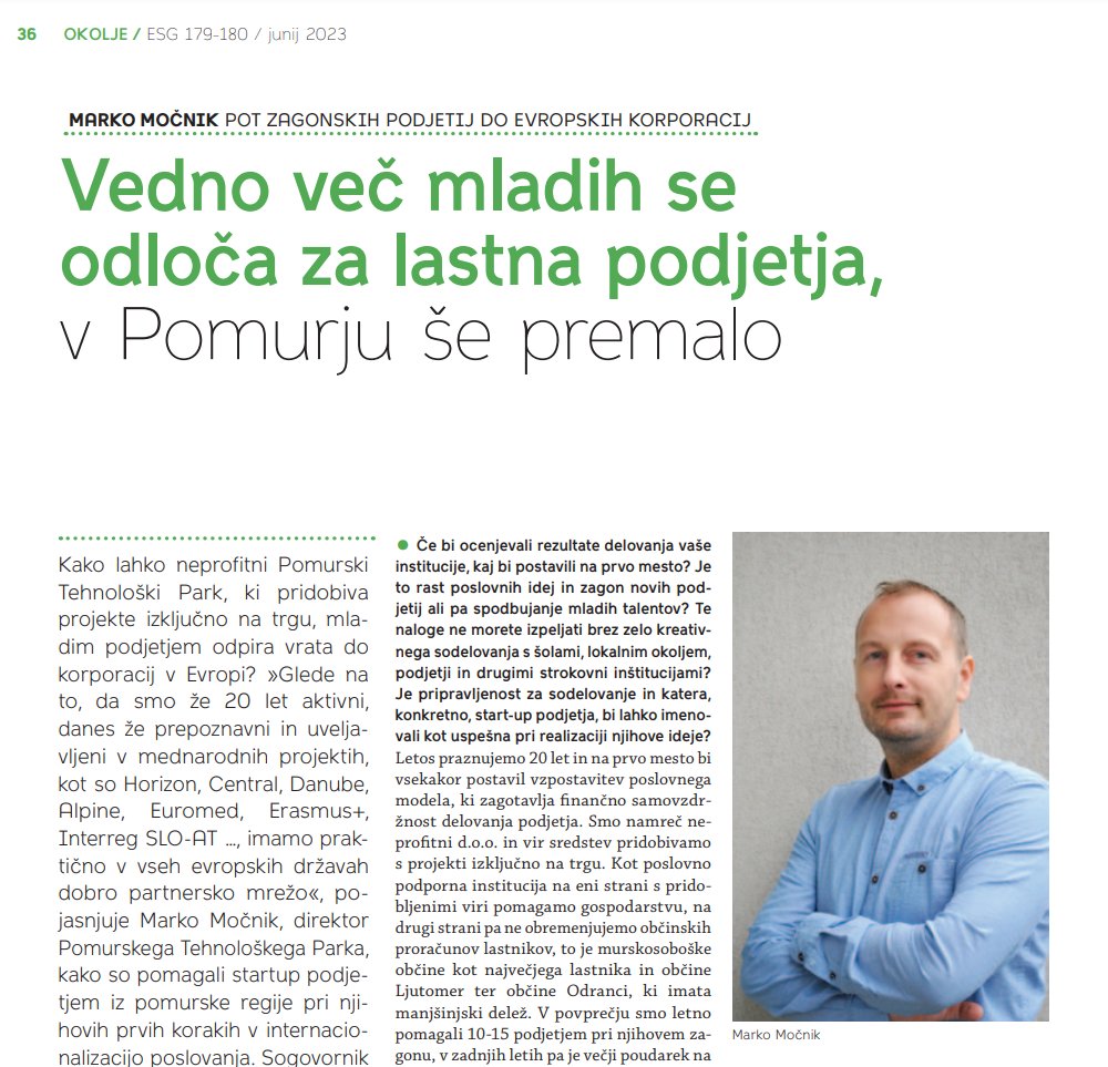 Vabimo k branju zanimivega prispevka našega direktorja Marka Močnika o zmanjševanju razvojnih razlik pomurske regije v tekoči izdaji specializirane revije za trajnostni razvoj v Sloveniji ESG (stran 36 in 37). Povezava do tekoče izdaje: zelenaslovenija.si/revija_esg/esg…