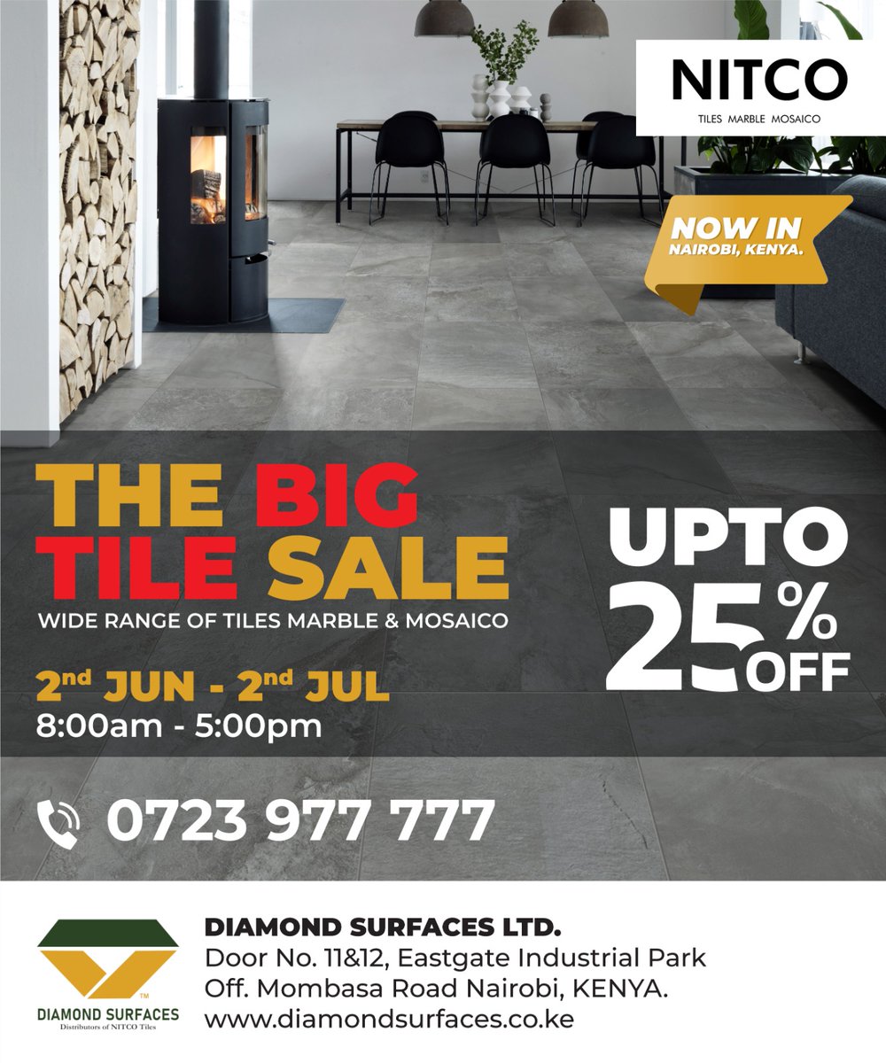 KefahMartin's tweet photo. Last chance to save big on NITCO tiles. Limited stock. Hurry, don't miss out! @DiamondSurfaces  #TileTrends #Nitcotiles #MondayMotivation #MainaAndKingangi Murang’a Seal https://t.co/7gKcGAqyrg