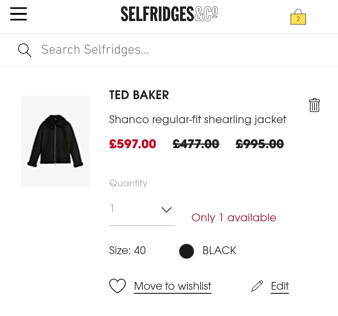jamie_gami's tweet photo. Hi @Selfridges 
Could you explain why the price of this item has been marked up (£477 to £597) despite being on sale?

Thanks, https://t.co/TyVag4qN7D