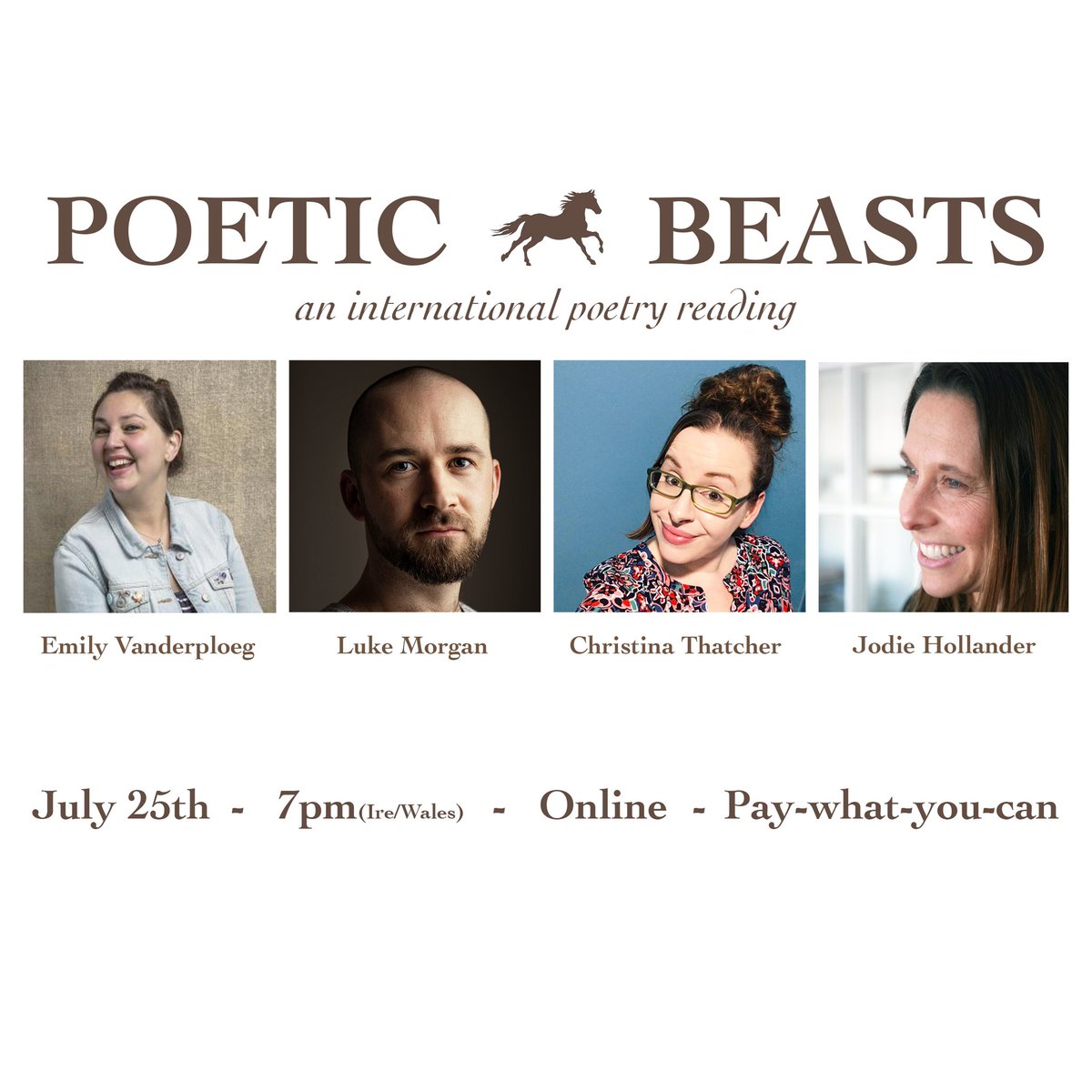 Excited to read with poets Christina Thatcher, Jodie Hollander and Emily Vanderploeg as part of this virtual event on 25th of July! Hosted by @cardiffuni. Click here to register ➡️ eventbrite.co.uk/e/poetic-beast… @writetoempower @dippy_dumpling