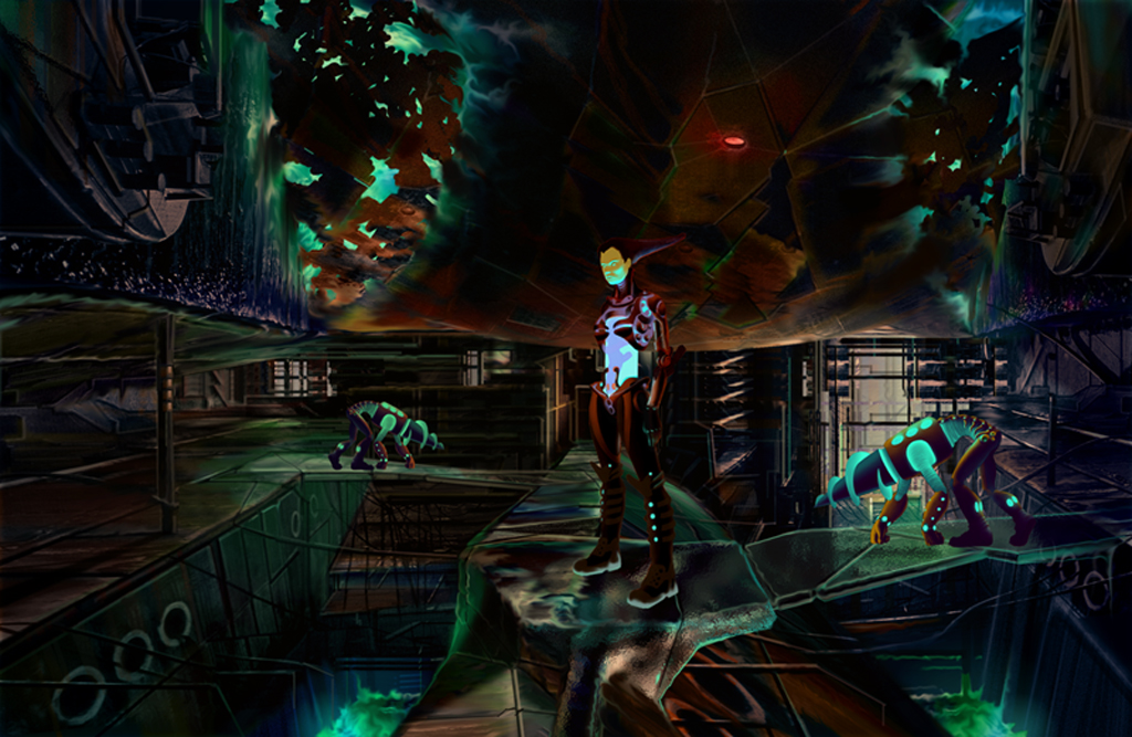 8bit_Maurice's tweet image. Digging through old files I ran across this piece of concept art done for the game I was assigned to when #Psygnosis went belly-up. It was titled “Control Freak”. #computergaming #retrogaming