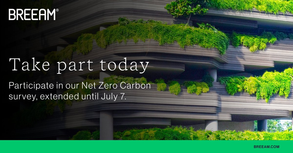 BRE_BREEAM's tweet photo. In celebration of #netzeroweek and due to popular request, the Next Zero Carbon survey submissions will continue until July 7.
Take part in our NZC survey today and together we can shape the future of the built environment. https://t.co/nNgw7Hqx3K
#nzconstruction #netzero https://t.co/TaPCPGvit2