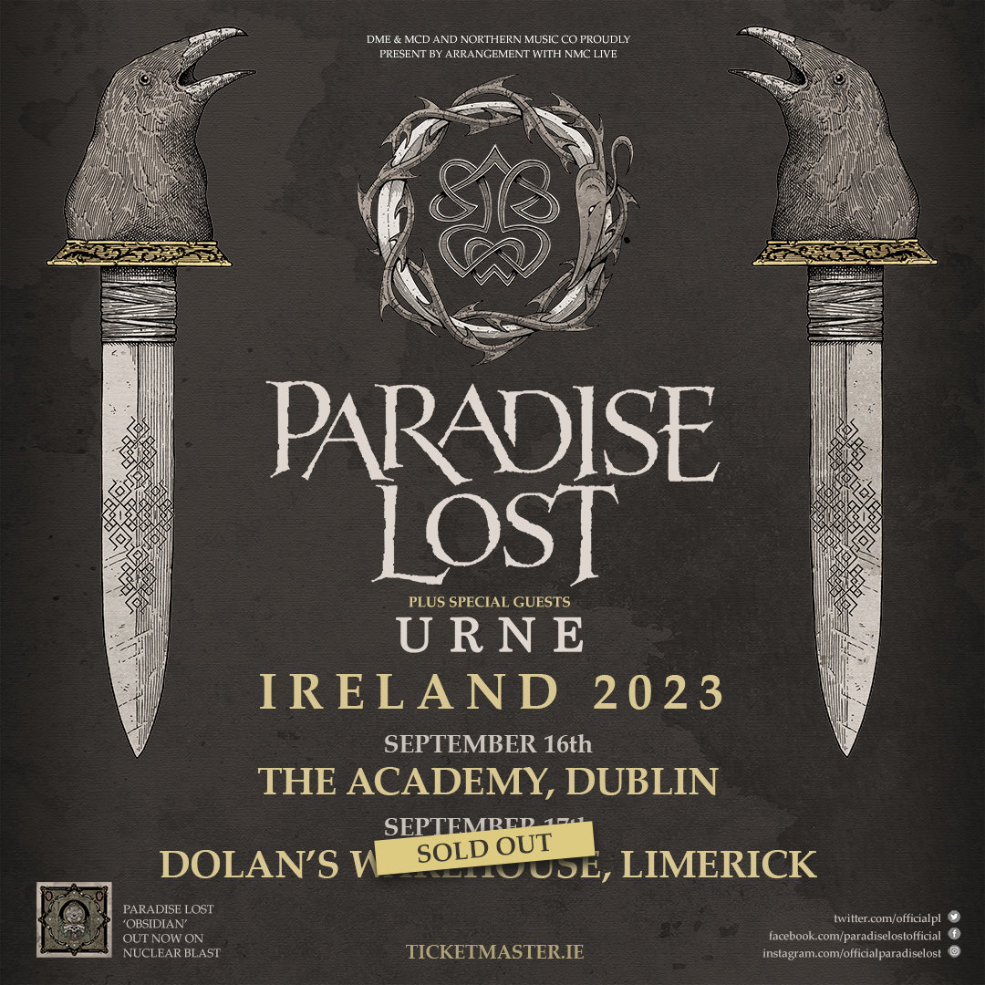 Joining <a href="/OfficialPL/">Paradise Lost</a> for their two Ireland shows later this year will be <a href="/urneband/">URNE</a> 🤘

linktr.ee/paradiselostof…