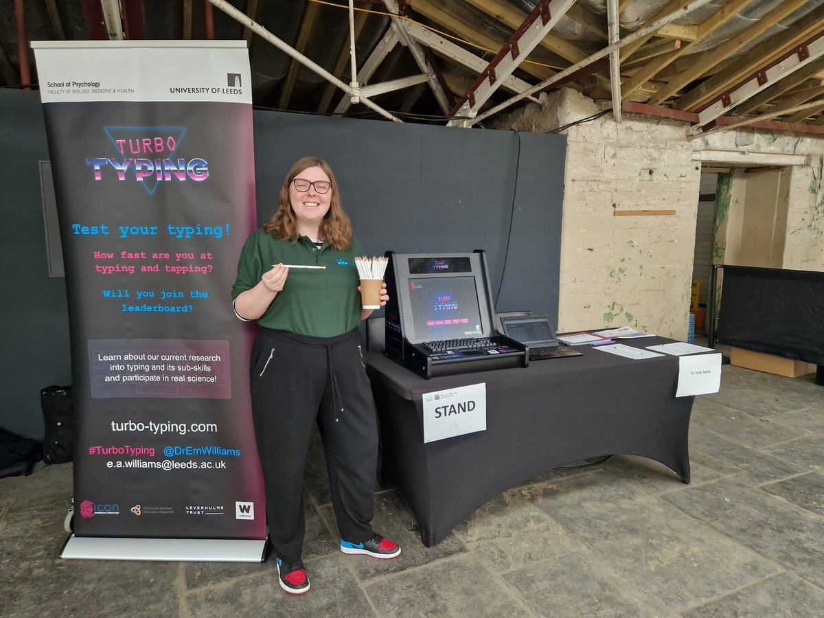 DrEmWilliams's tweet photo. #TurboTyping is ready to go at #BiBFest!
Already had a high score for 75 words per minute for kids and 126 wpm for adults!
Thanks @m_warb for the quick setup assistance.
#SciComm #Research https://t.co/y8riePCY8X